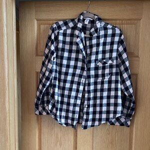 Victoria's Secret Blush and Black Plaid Button-Up Pajama Top